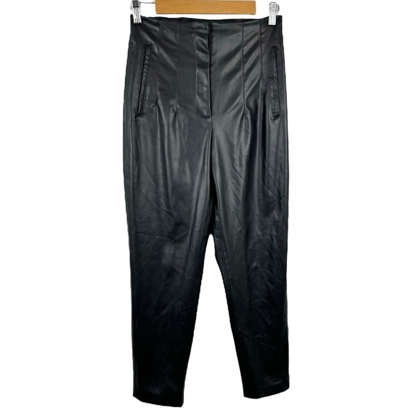 Zara Ankle Faux Leather Pants High Rise Black Size Small - Picture 2 of 14